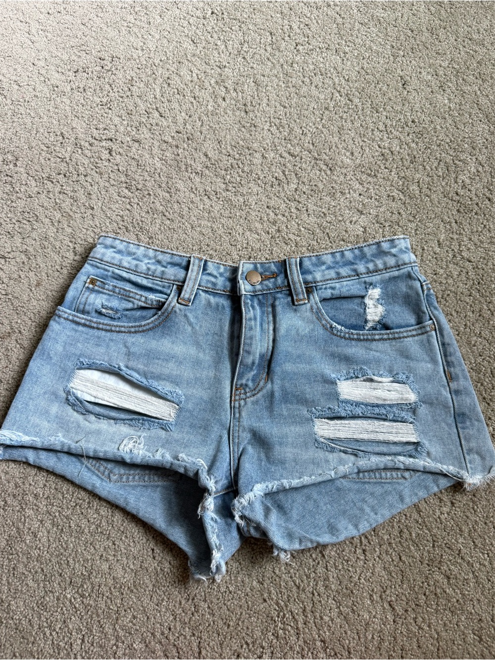 Billabong Light Blue Distressed Denim Cutoff Shorts